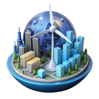 serene vintage Sustainable City Wind Energy Urban Development 4K png