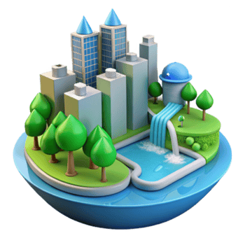 wonderful contemporary Sustainable Cityscape Urban Planning with Nature Integration high resolution png