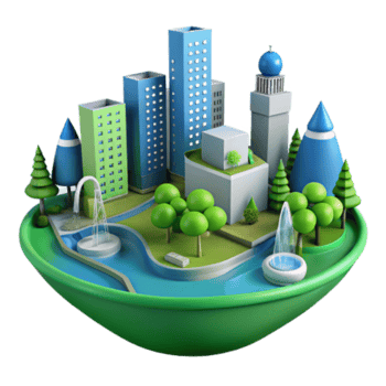 wonderful minimalist Sustainable Urban Design Eco-Friendly Cityscape Model high quality png