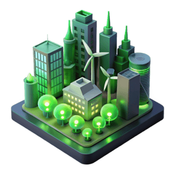 wonderful vintage Sustainable Cityscape Green Urban Planning with Wind Energy genuine png