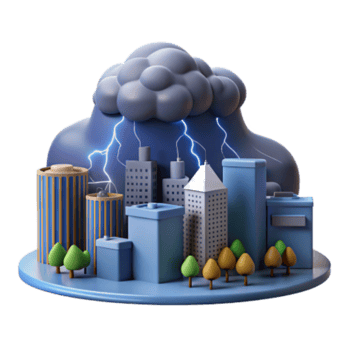 magnificent traditional Stormy Cityscape 3D Render of Lightning Strikes genuine png