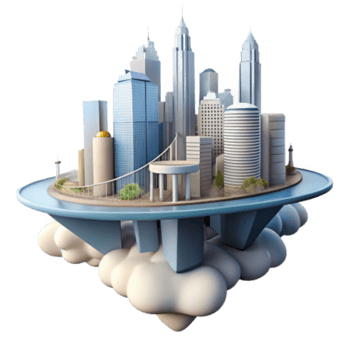 impressive classic Floating City Urban Design in the Clouds 4K png