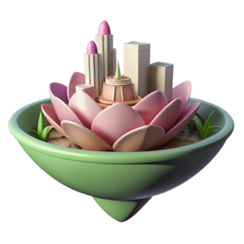 wonderful contemporary Cityscape in a Lotus Flower on a Spinning Top professional png