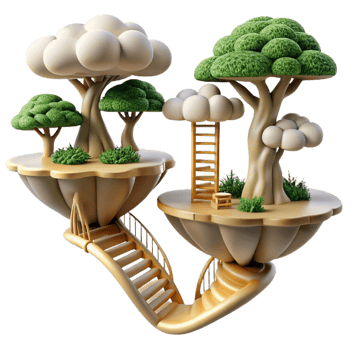 stunning traditional Floating Islands Surreal Landscape with Trees and Stairs premium png
