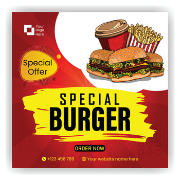 Hot Burger Food Social Media Post Design vector