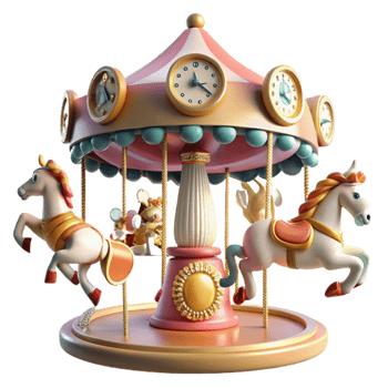 impressive abstract Whimsical Carousel with Clocks A Fairytale Ride high resolution png