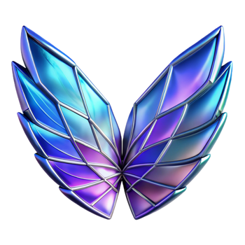 dramatic creative Iridescent Wings Abstract Art, Geometric Design premium png