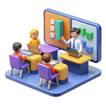 wonderful rustic Interactive Classroom Learning 3D Model of Students Teacher detailed png