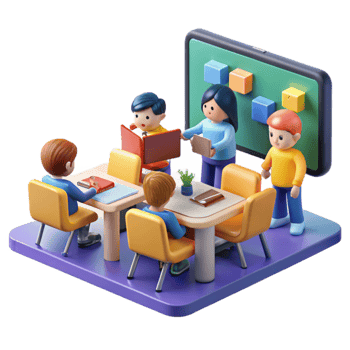 vibrant artistic Collaborative Learning Children Studying Together in Classroom high resolution png