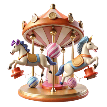 impressive abstract Whimsical Carousel with Unicorn and Horse professional png