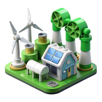 beautiful traditional Sustainable Home Energy Wind, Solar, and Green Power detailed png