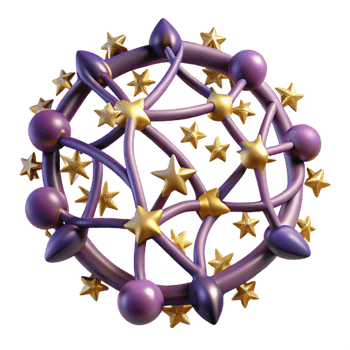 beautiful classic Abstract Purple and Gold Star Network authentic png