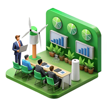 impressive minimalist Green Energy Business Meeting Charts, Wind Turbine, and Growth Strategy high quality png