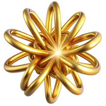 impressive classic Golden Intertwined Rings Abstract 3D Art high quality png