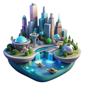 extraordinary minimalist Futuristic Cityscape Eco-Friendly Urban Oasis premium png
