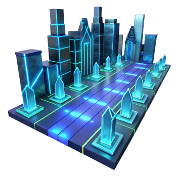 stunning creative Neon Cityscape Futuristic Urban Design with Glowing Crystals genuine png