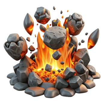 serene artistic Fiery Rocks Volcanic Eruption Simulation high quality png
