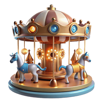 elegant contemporary Whimsical Carousel A 3D Render of a Festive Fairground Ride detailed png