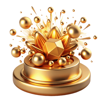 beautiful classic Golden Abstract 3D Render Geometric Shapes and Spheres detailed png