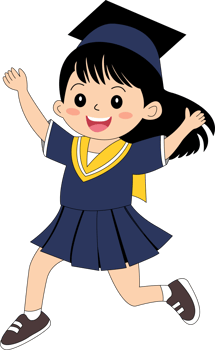 A cartoon girl in a school uniform is jumping png