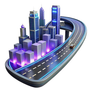 serene artistic Future Cityscape Urban Development Transportation professional png