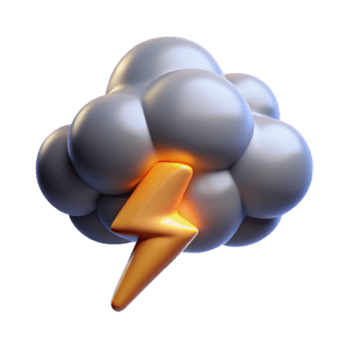 vibrant classic Stormy Weather 3D Cloud with Lightning Bolt detailed png