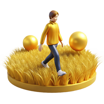 serene artistic Golden Field 3D Render of Person Walking detailed png