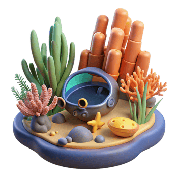 magnificent abstract Undersea Exploration 3D Render of Ocean Habitat exclusive png
