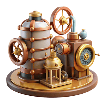 extraordinary vintage Steampunk Engine Cogs, Gears, and Victorian Machinery detailed png