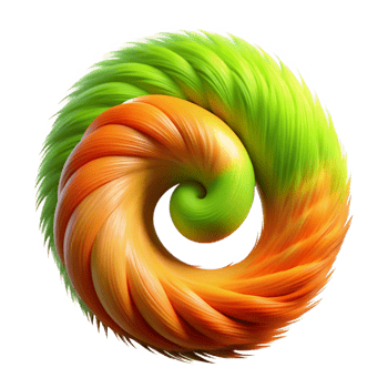 dramatic contemporary Abstract Spiral Vibrant Orange and Green Swirl high resolution png