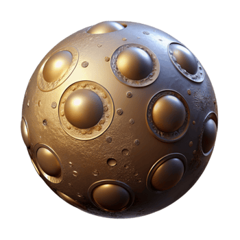 impressive vintage Abstract Golden Sphere with Embossed Circles 4K png