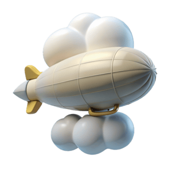 beautiful abstract Airship Soaring Through Clouds 3D Render professional png