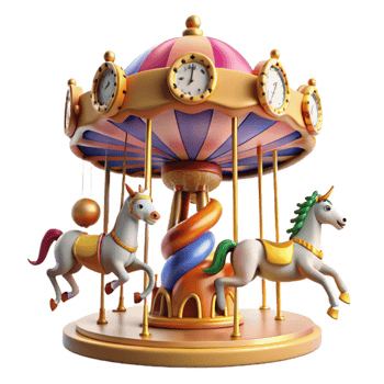 beautiful vintage Whimsical Carousel with Unicorn and Horse premium png