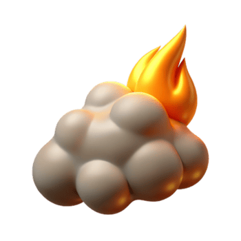 elegant traditional Fiery Cloud 3D Render of Exploding Cumulus high resolution png