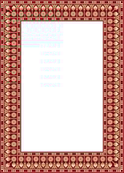 gold and red square Egyptian ornament. Endless Rectangle, Ring of Ancient Egypt. African frame vector