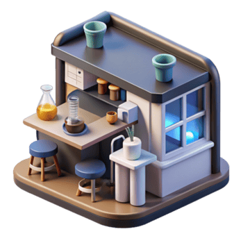 beautiful creative Cozy Coffee Shop 3D Isometric Interior Design detailed png