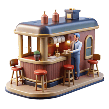 stunning vintage Retro Coffee Shop 3D Render of Vintage Cafe premium png