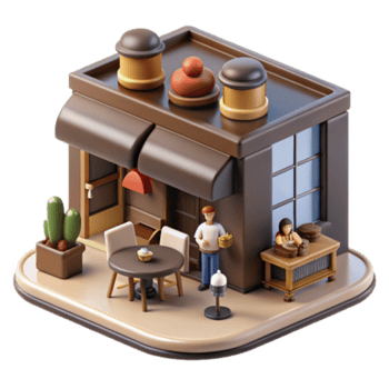 magnificent contemporary Bakery Shop with Outdoor Seating 3D Render professional png