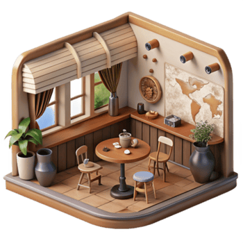 magnificent abstract Cozy Corner Room 3D Isometric Interior Design 4K png