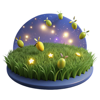 serene rustic Enchanted Olive Grove Nighttime Scene with Glowing Stars detailed png