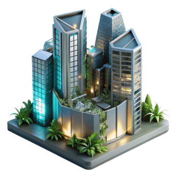 beautiful creative Futuristic Cityscape Eco-Friendly High-Rise Design professional png