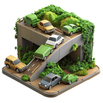 magnificent minimalist Miniature Car Scene Overpass, Vehicles, Greenery high quality png