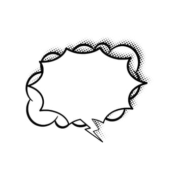 Layered Line Art Chat Bubble with Halftone Shadow for Social Media vector
