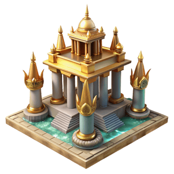 vibrant creative Golden Temple with Water Features 3D Render exclusive png