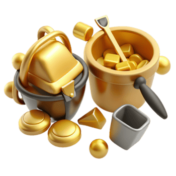 serene modern Golden Treasure Buckets, Nuggets, and Riches professional png