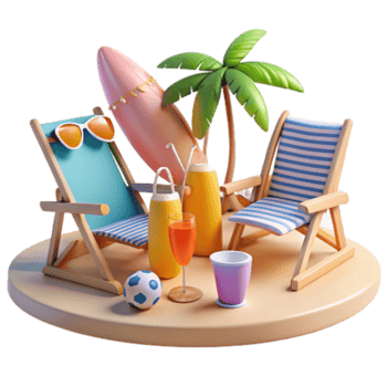 dramatic contemporary Beach Vacation Sun, Sand, and Relaxation genuine png