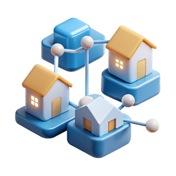 dramatic traditional Smart Home Network Interconnected Houses, Data Visualization exclusive png