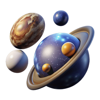stunning artistic Celestial Bodies Planetary System Simulation high quality png
