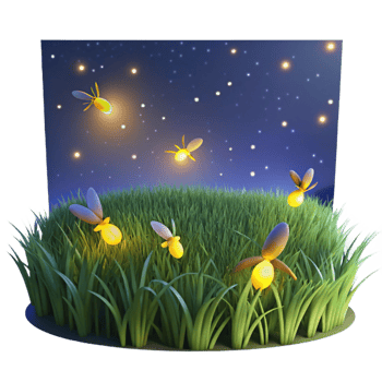stunning minimalist Glowing Fireflies in Night Grass original png