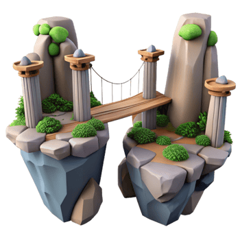 elegant classic Floating Island Bridge A 3D Render of a Fantasy Scene premium png